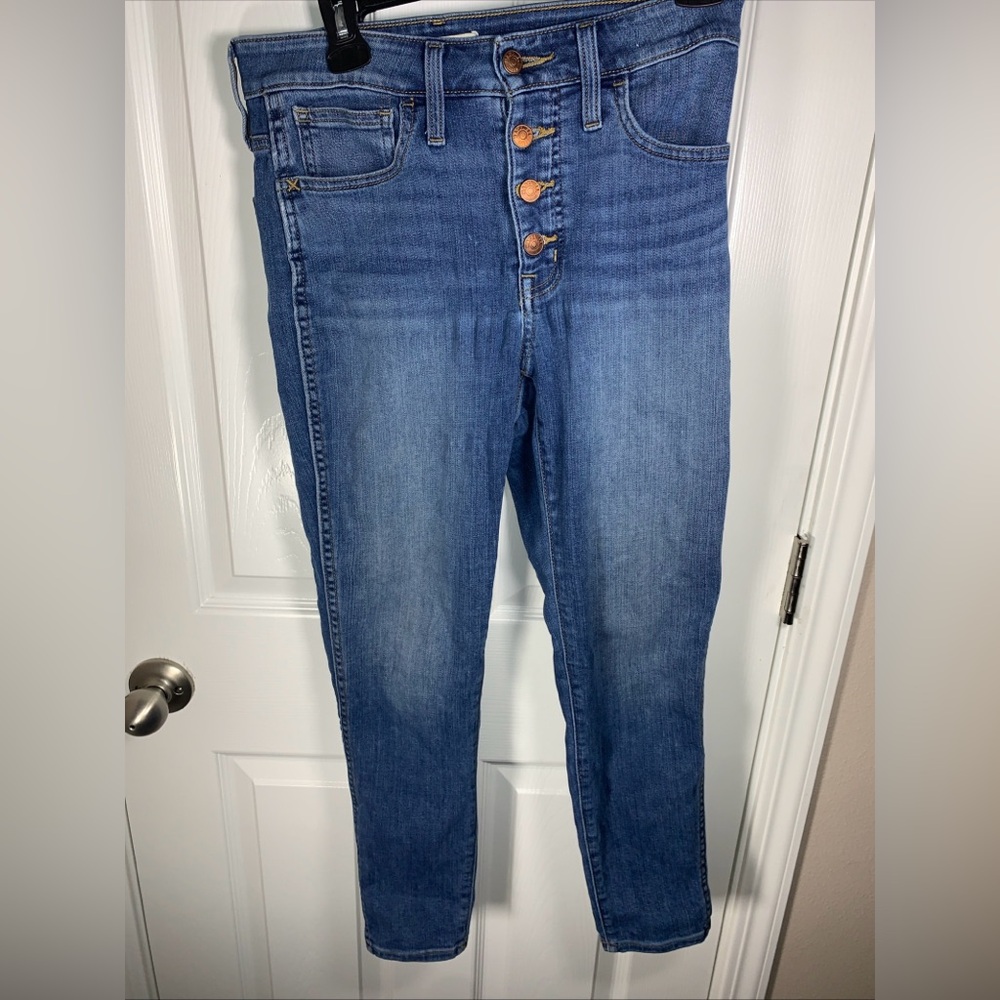 Madewell Curvy Road Tripper High Rise Button Fly Skinny Stretch Blue Jeans 27p